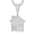 MOISSANITE HUT HOUSE PENDANT IN STERLING SILVER