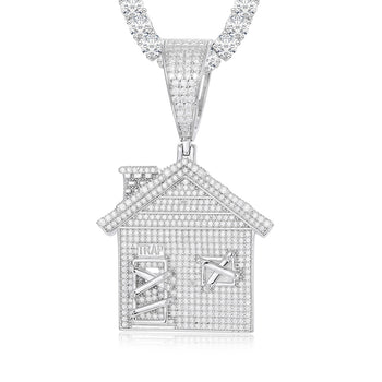 Pendentif cabane en moissanite et argent sterling