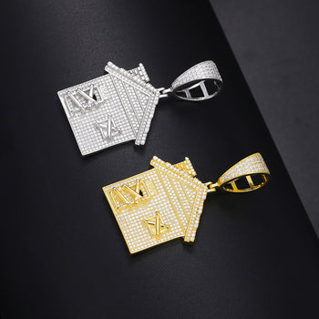 Pendentif cabane en moissanite et argent sterling