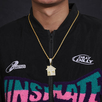 Pendentif cabane en moissanite et argent sterling