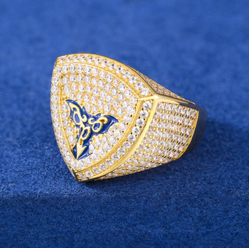 MOISSANIT-FLEDER-DREIECKSRING IN FLEDERMAUSFORM AUS STERLINGSILBER