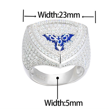 MOISSANIT-FLEDER-DREIECKSRING IN FLEDERMAUSFORM AUS STERLINGSILBER