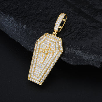 MOISSANIT-VEREDELTER SARGKREUZ-ANHÄNGER AUS STERLINGSILBER 