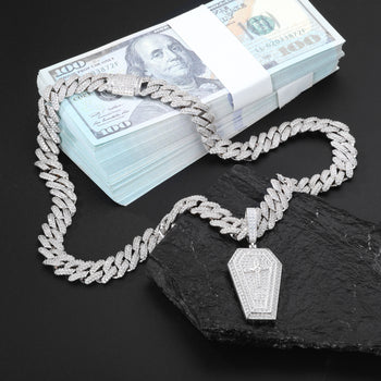 MOISSANIT-VEREDELTER SARGKREUZ-ANHÄNGER AUS STERLINGSILBER 