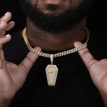 MOISSANIT-VEREDELTER SARGKREUZ-ANHÄNGER AUS STERLINGSILBER 