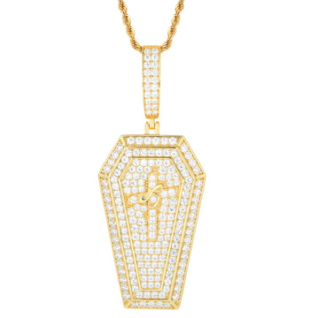 MOISSANIT-VEREDELTER SARGKREUZ-ANHÄNGER AUS STERLINGSILBER 