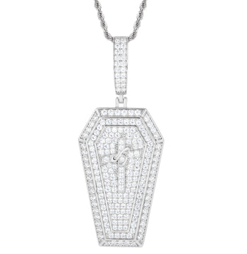 MOISSANIT-VEREDELTER SARGKREUZ-ANHÄNGER AUS STERLINGSILBER 