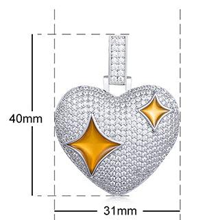 Pendentif cœur en moissanite serti de glace et en argent sterling