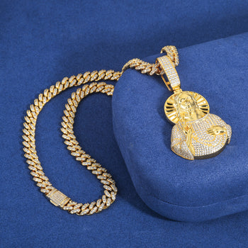 Jesus-Christus-Anhänger aus Sterlingsilber mit Moissanit-Besatz