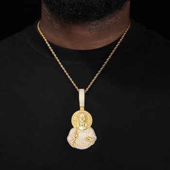 Jesus-Christus-Anhänger aus Sterlingsilber mit Moissanit-Besatz