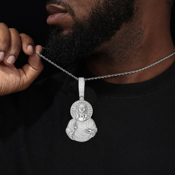 Jesus-Christus-Anhänger aus Sterlingsilber mit Moissanit-Besatz