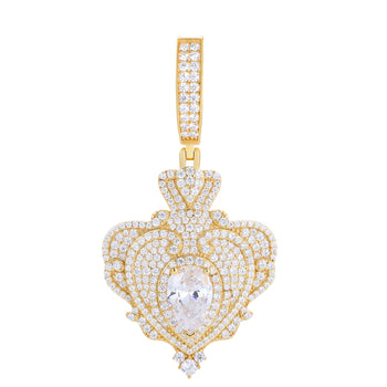 MOISSANIT-MIT EISENFARBENER HERZANHÄNGER AUS STERLINGSILBER 