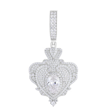 MOISSANIT-MIT EISENFARBENER HERZANHÄNGER AUS STERLINGSILBER 