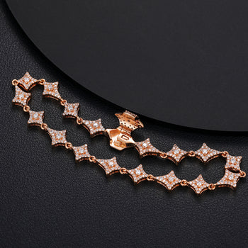 MOISSANITE DIAMOND SHURIKEN LINK BRACELET/ANKLET IN STERLING SILVER - IVORY & EBONY