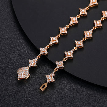 MOISSANITE DIAMOND SHURIKEN LINK BRACELET/ANKLET IN STERLING SILVER - IVORY & EBONY