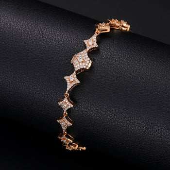 MOISSANITE DIAMOND SHURIKEN LINK BRACELET/ANKLET IN STERLING SILVER - IVORY & EBONY