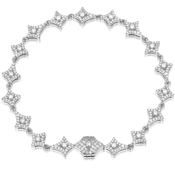 MOISSANITE DIAMOND SHURIKEN LINK BRACELET/ANKLET IN STERLING SILVER - IVORY & EBONY