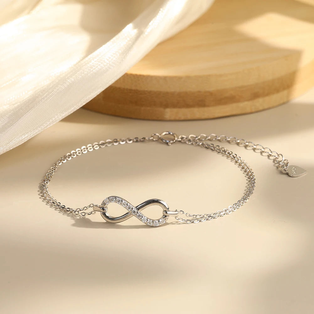 MOISSANITE INFINITY DAINTY BRACELET IN STERLING SILVER