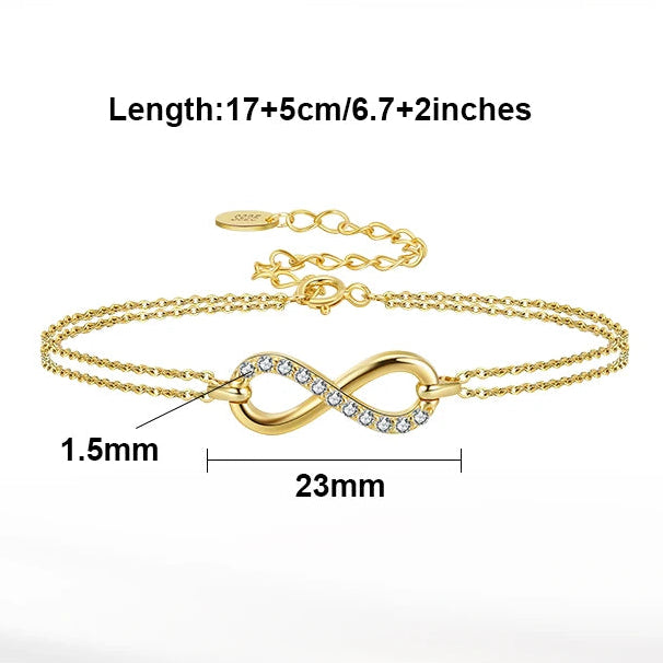 Gold bracelet with diamond accents on a white background, featuring product details and a money-back guarantee badge.
