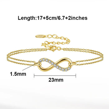 Gold bracelet with diamond accents on a white background, featuring product details and a money-back guarantee badge.