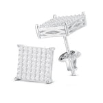 MOISSANITE INLAY SQUARE STUD EARRINGS IN STERLING SILVER