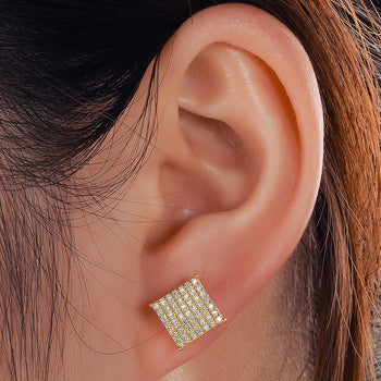 Boucles d'oreilles carrées à clous en argent sterling avec incrustation de moissanite