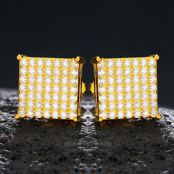 Boucles d'oreilles carrées à clous en argent sterling avec incrustation de moissanite