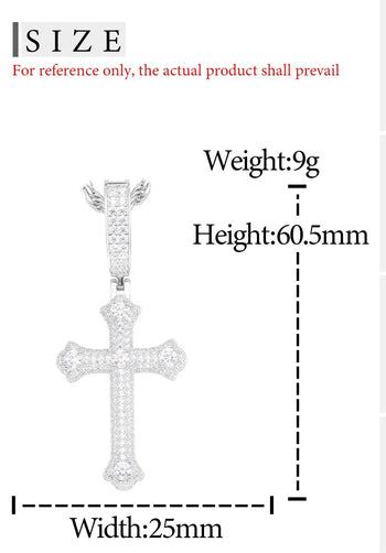 MOISSANITE IRIS CROSS PENDANT IN STERLING SILVER