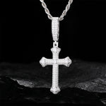 MOISSANITE IRIS CROSS PENDANT IN STERLING SILVER