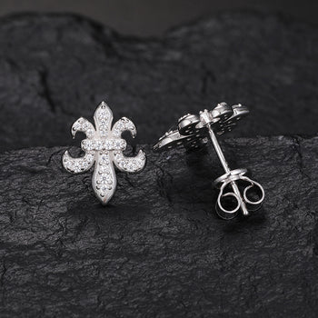 Boucles d'oreilles clous en moissanite iris en argent sterling