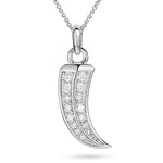 MOISSANITE ITALIAN HORN PENDANT NECKLACE IN STERLING SILVER