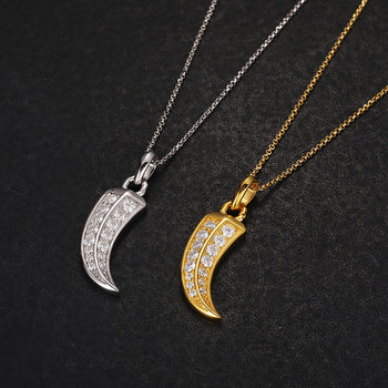 COLLIER PENDENTIF CORNE ITALIENNE EN MOISANITE ET ARGENT MASSIF