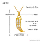 MOISSANITE ITALIAN HORN PENDANT NECKLACE IN STERLING SILVER