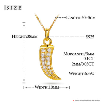 COLLIER PENDENTIF CORNE ITALIENNE EN MOISANITE ET ARGENT MASSIF