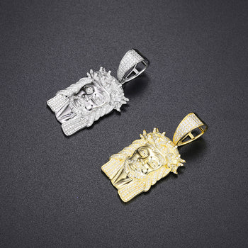 Pendentif croix de Jésus en moissanite et argent sterling