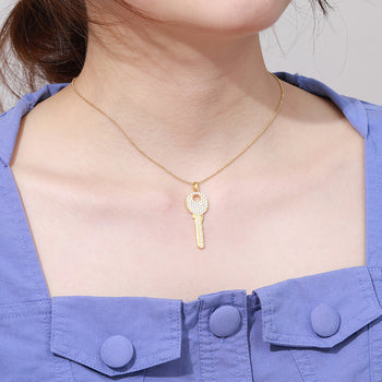 Pendentif clé en moissanite et argent sterling