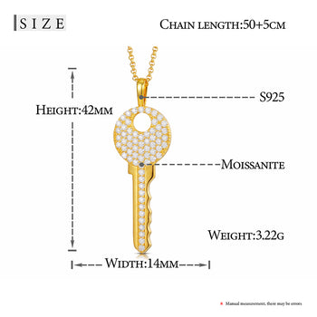 Pendentif clé en moissanite et argent sterling