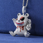 MOISSANITE KILLER BEAR PENDANT IN STERLING SILVER