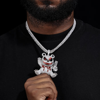 Pendentif ours tueur en moissanite et argent sterling