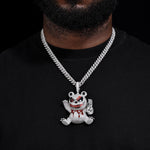 MOISSANITE KILLER BEAR PENDANT IN STERLING SILVER