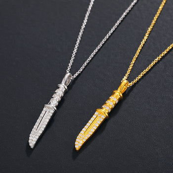 Pendentif couteau en moissanite et argent sterling