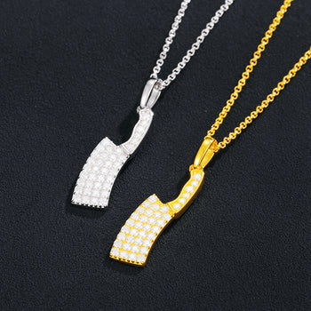 Pendentif couteau en moissanite et argent sterling