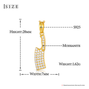 Pendentif couteau en moissanite et argent sterling