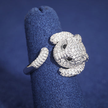 Bague chat en moissanite et argent sterling