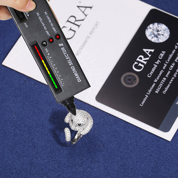 Bague chat en moissanite et argent sterling