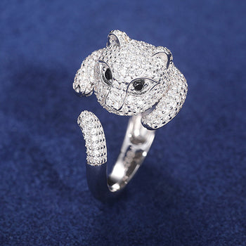 Bague chat en moissanite et argent sterling
