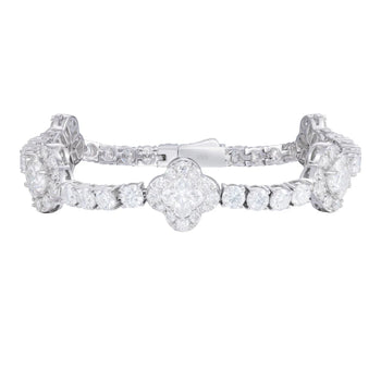 MOISSANITE LILY CUT FOUR LEAF CLOVER TENNIS BRACELET IN STERLING SILVER