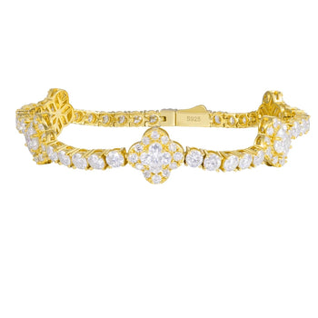 MOISSANITE LILY CUT FOUR LEAF CLOVER TENNIS BRACELET IN STERLING SILVER