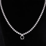 LAB GROWN ROYAL BLUE SAPPHIRE AND MOISSANITE PENDANT TENNIS CHAIN NECKLACE IN 9K SOLID GOLD