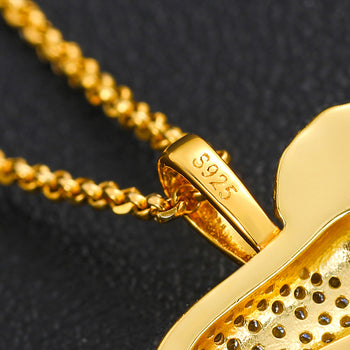 PENDENTIF LION EN MOISSANITE ET ARGENT MASSIF {STYLE 2}